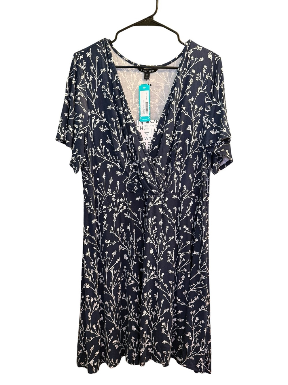 41 Hawthorn Navy Blue Floral Wrap-Front Dress NWT